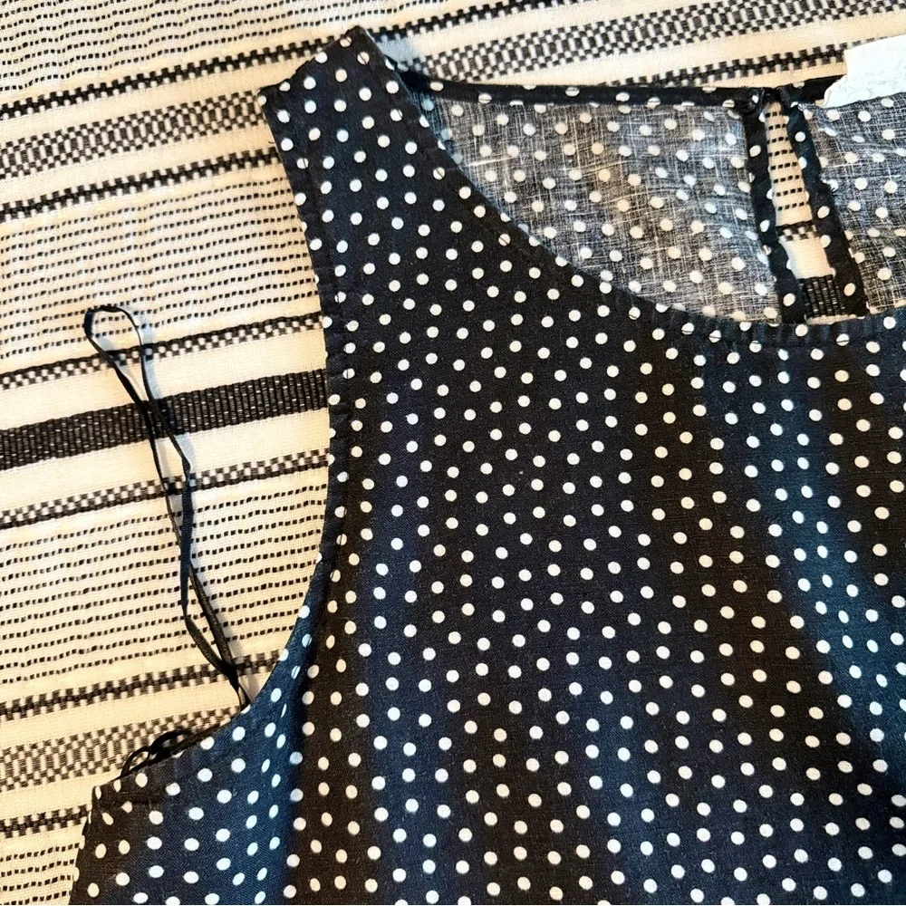 Nicole Miller Black and White Women Dress A Line Polka Dot XL Linen